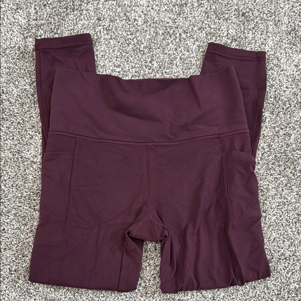 Athleta Burgandy Pocket Leggings ~ Women's Size Small
